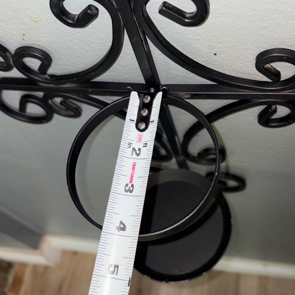 Black Wrought Iron Fleur De Lis Cross Wall Sconce Pillar Candle Holder 19in - Picture 14 of 16